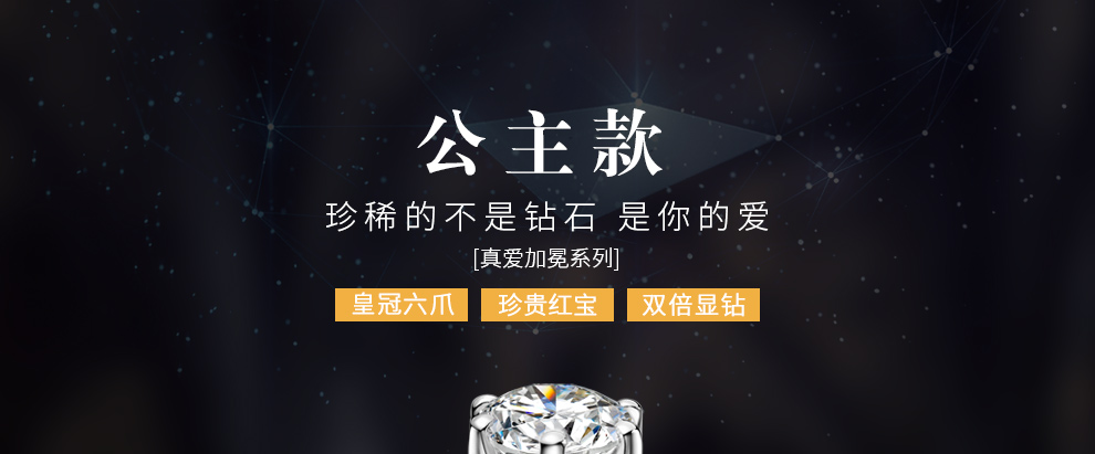 爱守护-公主/18K白金钻戒 1克拉/I-J色/SI净度 国检